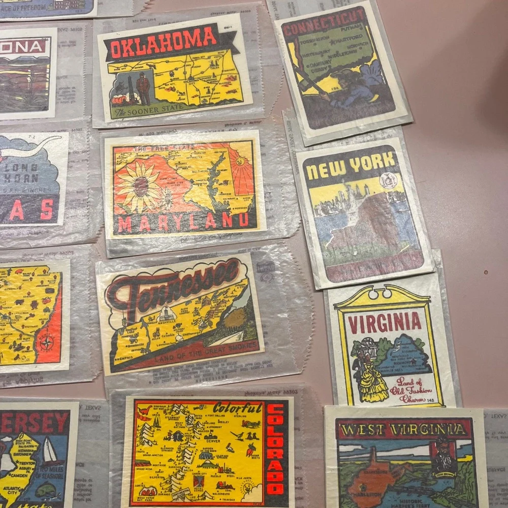 Vintage America State Map Stickers Decals for RV campers camping memorabilia